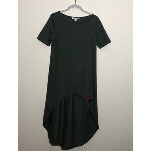 NWT  Made‎ For Me To Look Amazing Dress M Army Green Hi-Low Hem Embroidered SS